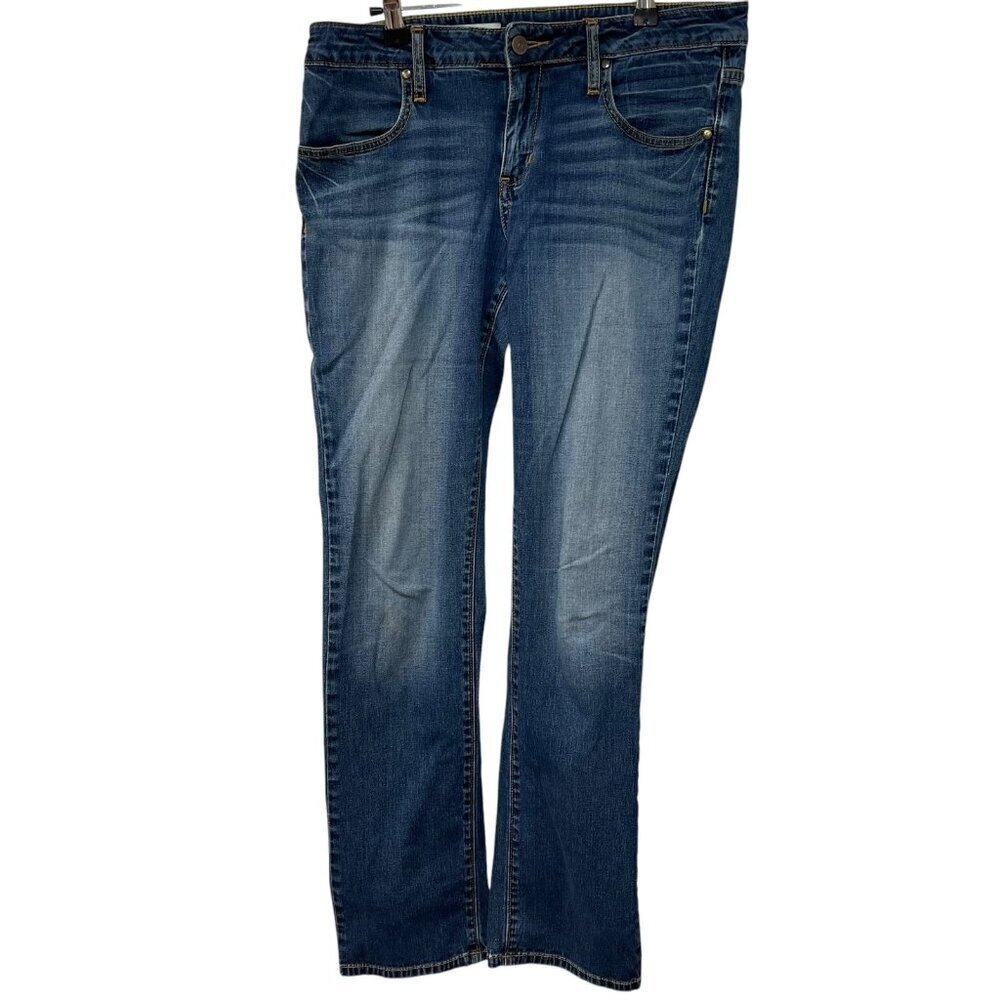 Pilcro for Anthropologie Low Rise Straight Jeans Stretch Size 30 Blue Light Wash